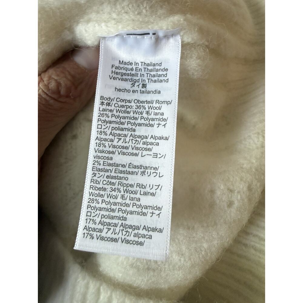 Madewell Size XS Cream Pointelle Sweater Alpaca Wool Blend Puff Sleeve NWT - Picture 6 of 8